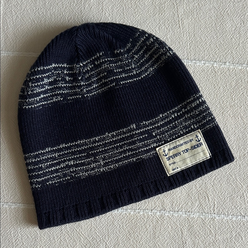 Sperry Top-Sider Black and Gray Striped Beanie